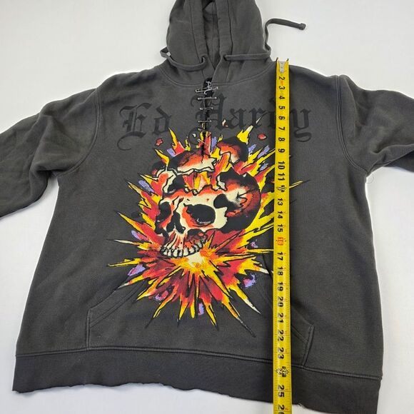 Vtg Y2K Ed Hardy Pullover Distressed Unisex Mens Size Large Gray - Picture 6 of 13